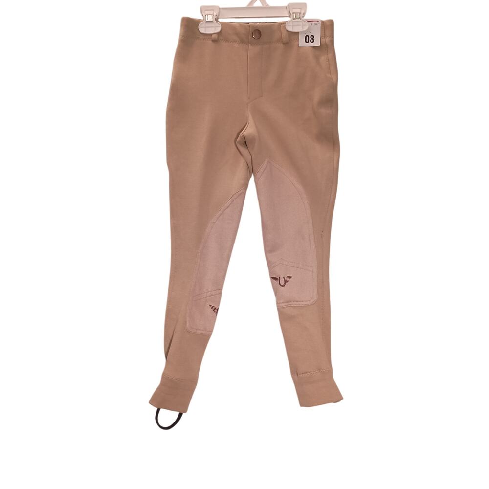 TuffRider Kid Equestrian Breeches Pull-On Knee Gripp Patched Elastic Cuffs NWT 8